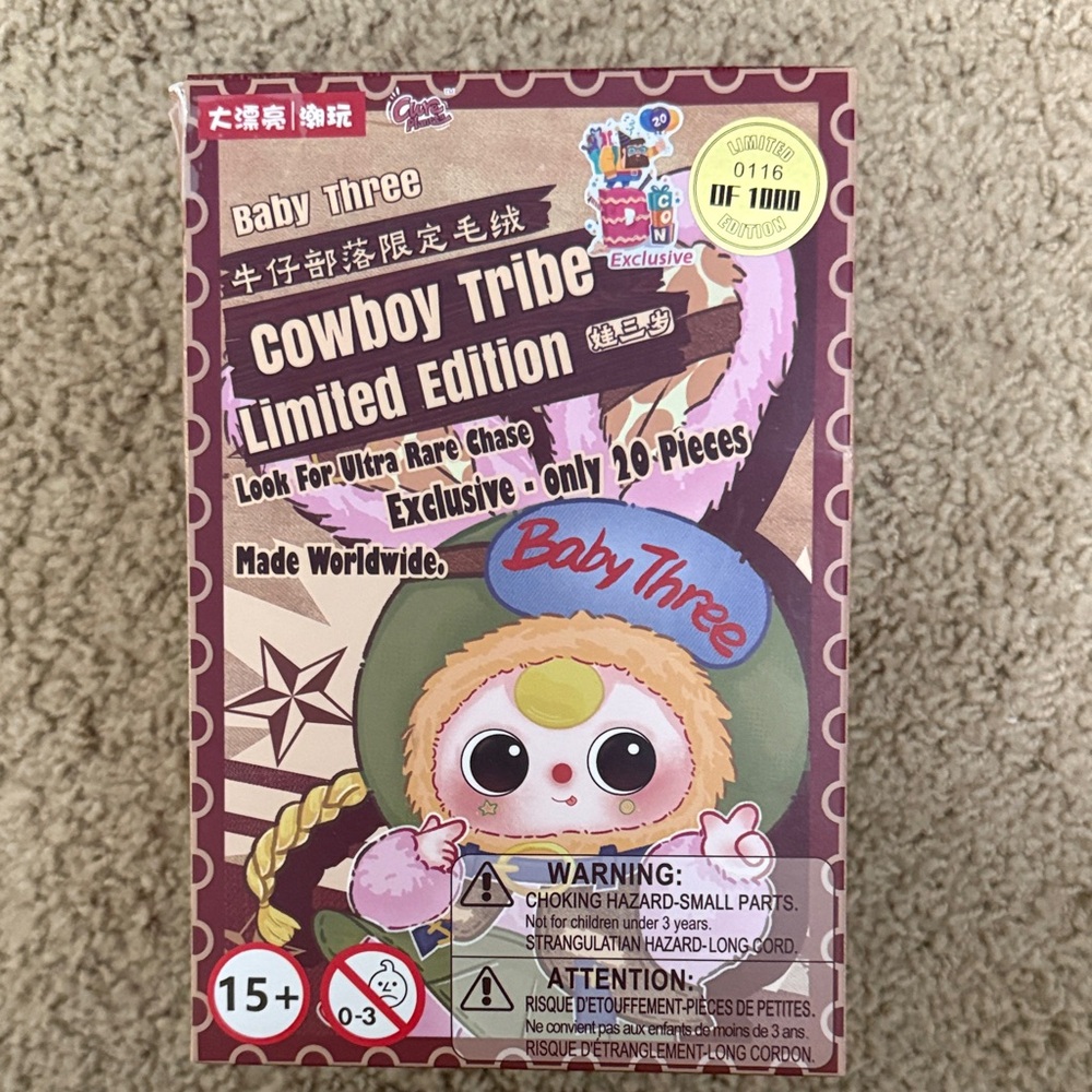 Exclusive Baby Three Cowboy Tribe Girl Plush Limited Edition #116/1000 Blind Box